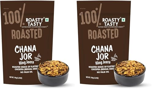 Image of Roasty Tasty Chana Jor | Roasted Chana Chur Garam - Healthy Snack with Hing Jeera Flavour 150g x 4 Packs