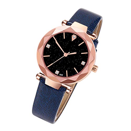 Dinapy Ins reloj para mujer, correa de cuero para mujer, núcleo de cuarzo proporciona una hora precisa, reloj de pulsera de cuarzo con correa de piel sintética (azul) Cover