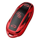 MOPHYEGB Proteger clave Funda para llavero Tesla - protectora compatible con el modelo 3, Y, S (rojo)