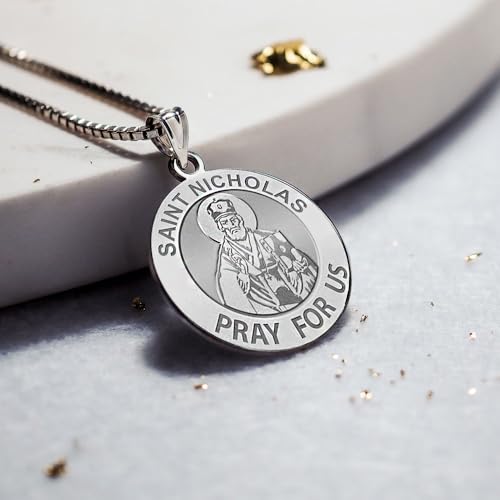 PicturesOnGold.com Saint Nicholas Religious Medal - in Sterling Silver and 10k or 14k White and Yellow Gold - Protection Jewelry Christian Gifts for Men & Women4
