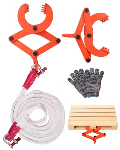 Pickup Pallet Puller Clamp Kit 1T/2205Lbs Truck Pallet Puller Clamp with 2 Steel Hooks & 13.1ft Tow Strap & Gloves Stump/Tree Pallet Puller Tool for Pulling Pallets Wood or Heavy Thing