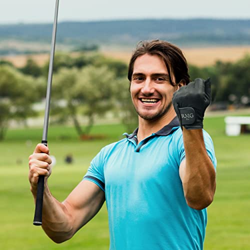 Rmg Co. Premium Leather Black Golf Glove For Men | Available In Left And Right Hand (Medium, Right) #TOP3