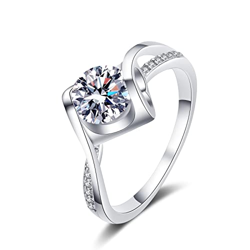 Bague Moissanite KnSam en argent 925 avec anneau tordu cœur
