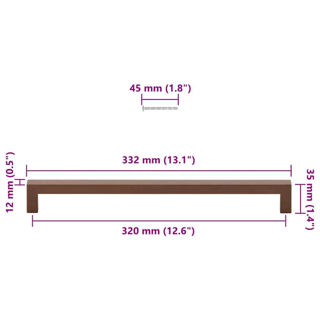 Mangloder - Juego de 5 tiradores de acero inoxidable en color bronce, 320 mm, pomos de armario para armarios, cómodas, muebles de cocina, muebles de baño, muebles de salón, duraderos, inoxidables, con