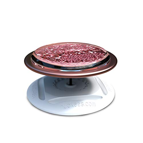 nuckees – The only phone grip & stand with collapsible magnetic-lock, 4-way horizontal and vertical stand and patented SnugHug technology to fit any size hand - Rose Gold Liquid Glitter