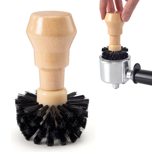 Image of Supvox 1Pcs Portafilter Cleaning Brush Wooden Handle Bristle Brush for 51mm /54mm Portafilter Basket Coffee Machine Cleaning Brushes Tool Kitchen Cleaning Brush