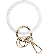 MKF PU Leather Keychain Bracelet For Women - 3-Piece Set Wristlet Bangle, Gold Coffee Beige, Large (4" Diameter) - View #3
