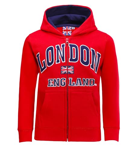 Pull enfants Londres Angleterre zippé rouge vêtement coton 3-4 ans