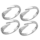 SUPVOX Anillos a Juego para Parejas 4 Piezas Anillos Abiertos Ajustables de Aleación de Zinc Diseño Minimalista Blanco Ángel Joyas para Cumpleaños Boda y San Valentín