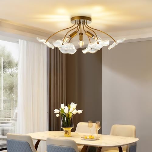 Semi Flush Mount Ceiling Light Fixture 3 Light Modern Gold Ceiling Light - image 7