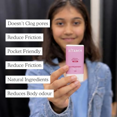 Image of Bitamin Cream Natural Deodorant For Kids & Teens | With Added 3% Vitamin C & E | No Aluminium, No Alcohol, No Parabens, No Triclosan Unisex Deo (15 G (Pack Of 1), Cottton Vanilla)