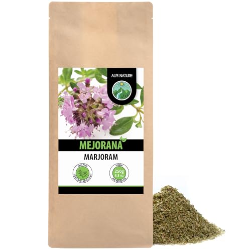 Alpi Nature Mejorana Seca 250g, Hierba de Mejorana Especia Frotada para Cocinar y Preparar Té