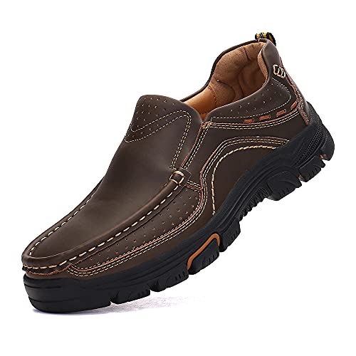 Image of Venshine Mens Loafers Slip On Casual Leather Walking Dress Shoes… Dark Brown
