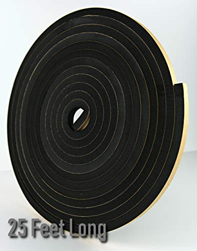 Neoprene Foam Weather Seal High Density Stripping with Adhesive Backing 1/2 Inch Wide 1/2 Inch Thick 25 Feet Long (1/2inch x1/2inch x 25feet)