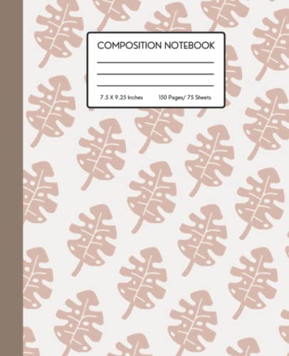 Composition Notebook Boho Aesthetic: Cute Aesthetic Notebooks for School | Pretty Bohemian Wide Ruled Journal for Teen Girls, High School, and College ... | Neutral Colors Beige Leaves | 150 Pages image 2