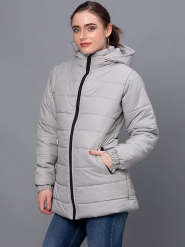 Image of KOTTY Women's Full Sleeve Zipper Fur Hooded Neck Puffer Jacket