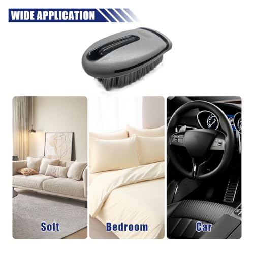 Carpet and Upholstery Cleaning Brush, Hanging Hole Car Cleaning Brush, Leather Seat Brush, Car Detailing Carpet Brush for Car Interior and Home, Fits Scrubbing Couch, Clothes, Tile (Gray)
