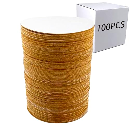 Hosawtek Confezione da 100 fogli autoadesivi rotondi in sughero da 9,5 cm, con retro adesivo, per lavori fai da te, tavole da disegno, carta natalizia tagliata a mano, protezione inferiore per vari