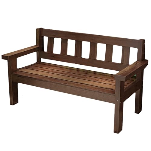 屋外ベンチ 背もたれと肘掛け付き、木製ガーデンベンチ 耐候性、屋内と屋外での使用に適したさまざまな色とサイズ(Brown,140cm/55in)