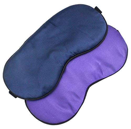Ranvi Adjustable Silk Sleep Eye Mask for Travel 2PCS,Lila,dunkelblau Cover