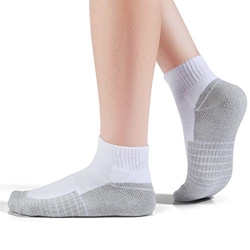 Amaz-Play Cotton Socks For Men Low Cut, Max Cushion Thick Athletic Ankle Mens Sock For Hiking Running Sport Work 6 Pack Color White Size 6-12 #TOP3