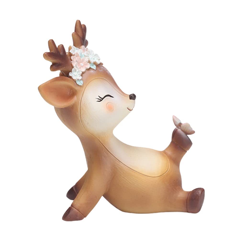 Healifty Cute Sika Deer Ornaments Resin Deer Statue Desktop Sika Deer Decor for Home Store Car School Decoration 1PCS (Naughty Pattern)