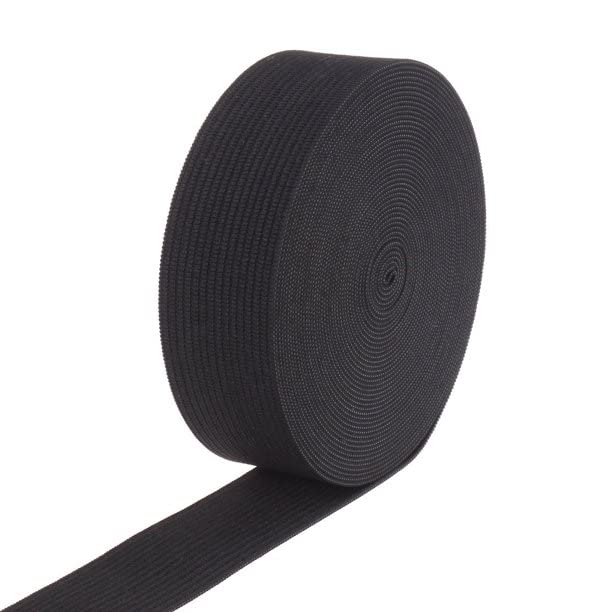 J-Kare Thick Black Elastic Flat Bands For Sewing - 25mm Wide, 10 Meter Roll For Waistbands & Crafts