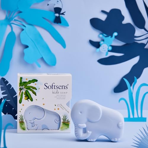 Image of Softsens Kids Soap Mambo 75g | Gentle Nourishing Care with Shea Butter & Natural Milk Cream, Dermatologist Tested Baby Soap, Moisturizing Animal Shape Bar Soap For Toddlers & Kids 2-10 Years