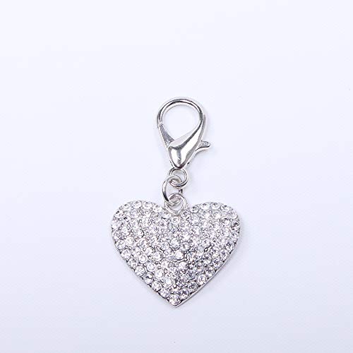 Dog Cat Bling Heart Full Rhinestones Charm Pendant Pet Puppy Necklace Collar Jewelry Accessory(Crystal)