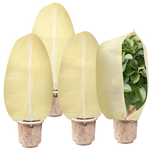 DUBUOZA 4 Pièces Housses de Protection pour Plantes, Hivernage Plante Exterieur, Couverture Végétale Protection pour Plantes, Toile Hivernage Plante Réutilisable, 80×120cm avec Fermeture éclair