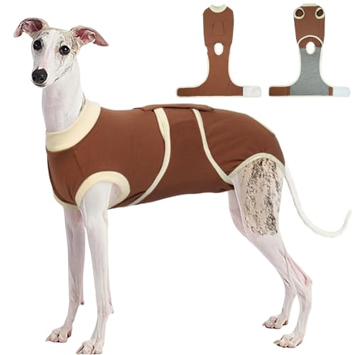 Image of Kuoser Dog Recovery Suit, Soft & Breathable Fabric, Anti Licking, Cone Alternative, Brown XL
