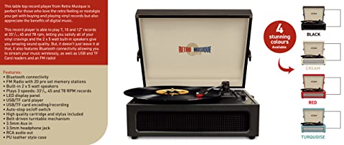 Retro Musique Lecteur de disque vinyle portable Bluetooth avec radio FM et haut-parleurs intégrés inclus 1 x USB 4 Go… - Les Beatles, Paul McCartney, John Lennon, RIngo Starr, George Harrison Retro Musique Lecteur de disque vinyle portable Bluetooth avec radio FM et haut-parleurs intégrés inclus 1 x USB 4 Go… – Image 8
