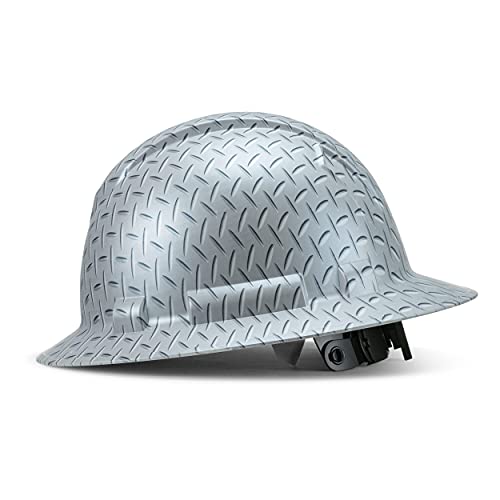 Top Rated Full Brim Customized Ridgeline ABS Hard Hat, Custom Steel Tread Design Safety Helmet, With 6 Point Suspension, Flag Decal Included, By Acerpal