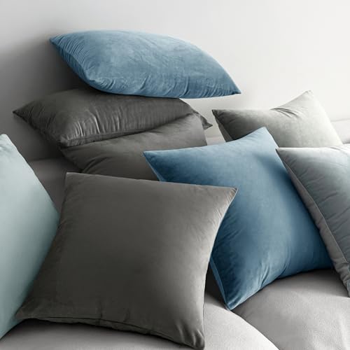 Image of MIULEE Pack of 2, Velvet Soft Soild Decorative Square Throw Pillow Covers Set Cushion Cases Pillowcases for Sofa Bedroom Car18 x 18 Inch 45 x 45 Cm