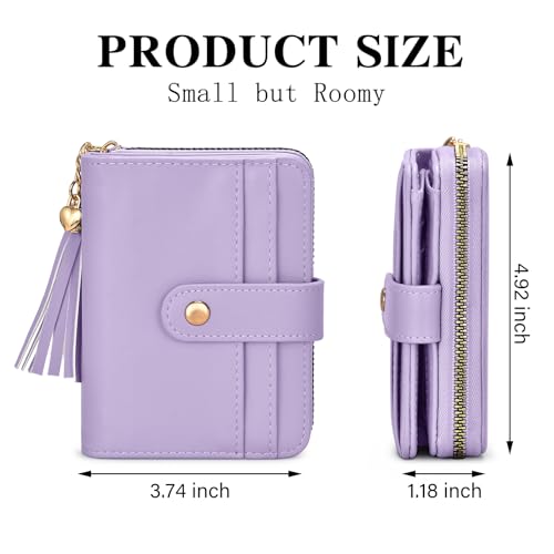 Image of oscaurt Wallet Women Small RFID Blocking Bifold Credit Card Wallets with ID Window and Tassel Zipper Coin Pocket Ladies Wallet
