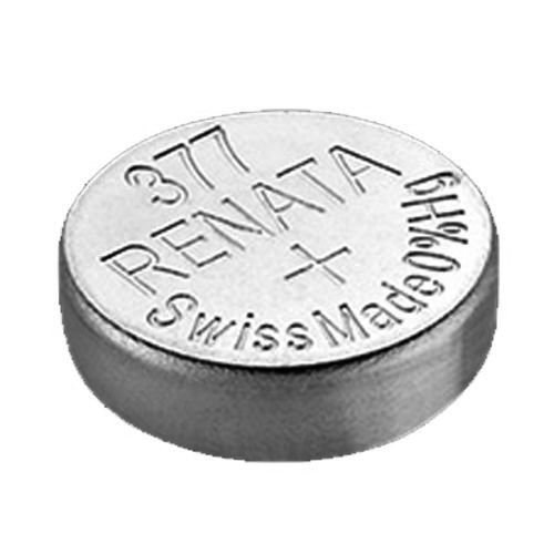 2 x Renata 377 Quecksilberbatterie für Uhren, SR626SW, Silberoxid Uhrenbatterie, 1,55 V, silberfarben