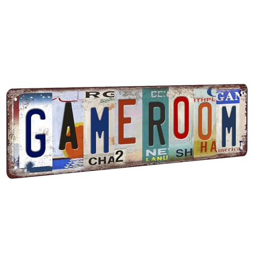 Game Room Decor Vintage Game Room Metal Tin Signs Street Signs Man Cave Home Wall Decor Gaming Wall Decor Boys Room Decor 10-12 Year Old Gamer Accessories 4x16 Inch