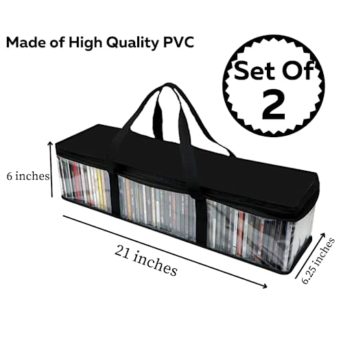image for Evelots CD Storage Bags (2 Pack) Clear PVC Plastic Media Carrying Case