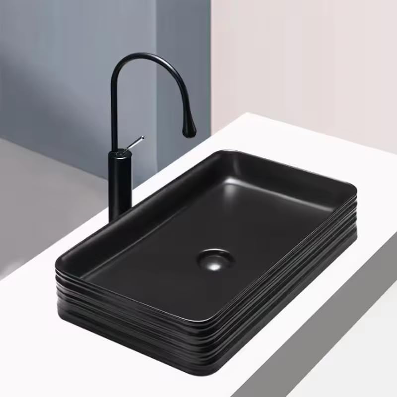 Triit Bathroom Tabletop Vessel Ceramic Sink/Wash Basin in Black Matte Color (B09CMQ69CY) Amazon Price History, Amazon Price Tracker