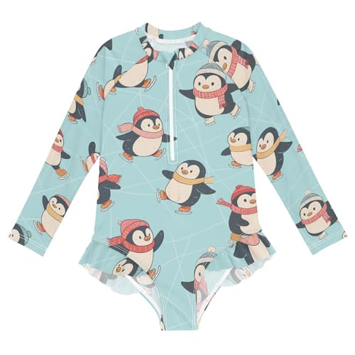 Image of Girls One Piece Swimsuits Long Sleeve Swimsuit Zipper Bathing Suits Swimwear