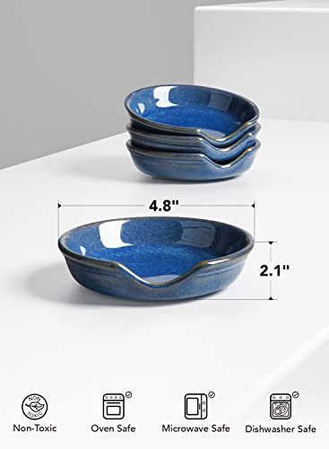 Le Tauci Ceramic Spoon Rest For Kitchen, 4.8 Inches Spoon Holder For Stove Top, Coffee Spoon Rest, Spoon Cradle, Kitchen Basics, Kitchen Accessories For Utensils, Set Of 4, Ceylon Blue #TOP3