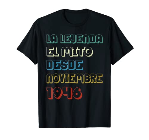 76 Años Cumpleaños Noviembre 1946 Hombre Mujer Noviembre Camiseta