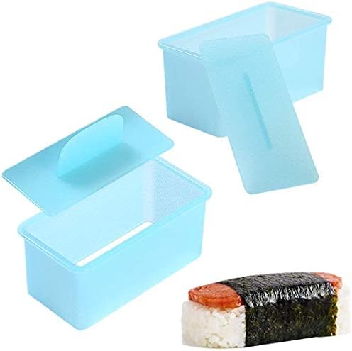 2 Pack Non Stick Musubi Maker Press, BPA Free Sushi Making Kit Onigiri Mold, Luncheon Meat Press Hawaiian Spams Musubi Maker Mold (Blue)