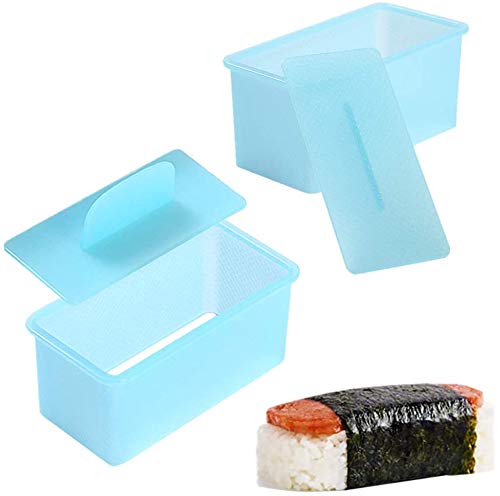 2 Pack Non Stick Musubi Maker Press, BPA Free Sushi Making Kit Onigiri Mold, Luncheon Meat Press Hawaiian Spams Musubi Maker Mold (Blue)