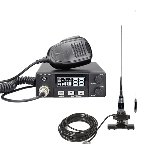 Image of Mini CB Radio with Antenna Combo Kit for Truckers, AT-505PRO 40-Channel | Long Range Two-Way Radio w /VOX, PA System(CB5 Antenna Kit)