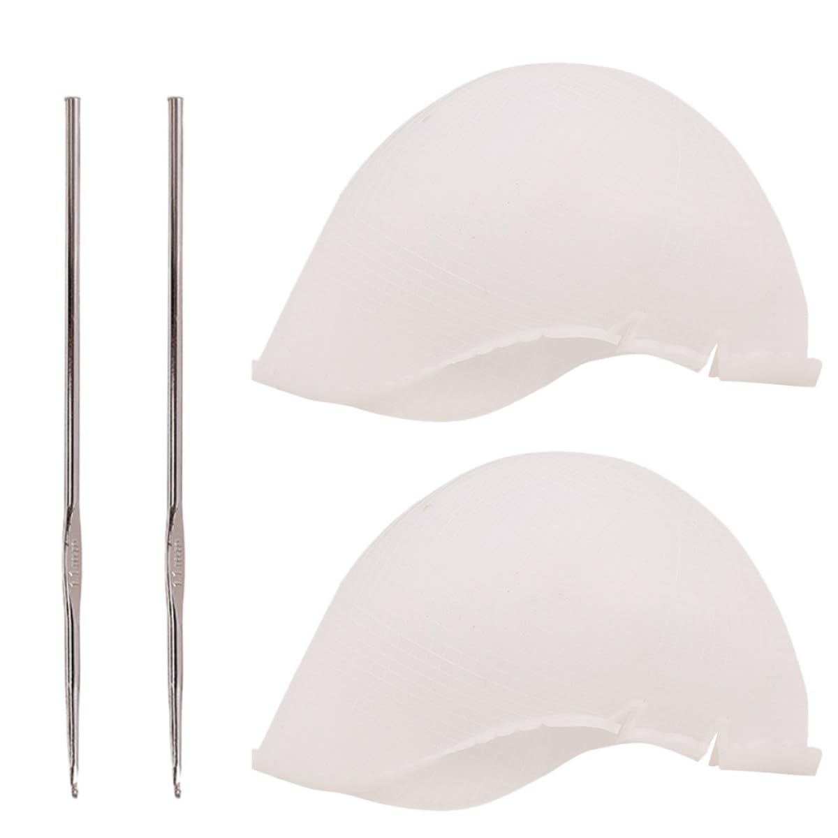 CANIGHT Gorro para Mechas de Silicona Profesional para Teñir el Cabello, Juego de 2 Unidades con Aguja para Peluquería, Accesorios de Tinte Reutilizables, Adecuado para Coloración