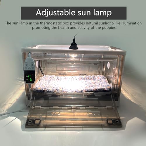 Image of Puppy Incubator with Heating - Premium Incubator for Puppies and Kittens with Adjustable Heat, to Ensure Warmth and Comfort - Ideal for Newborn Dog and Cat Care(55L)