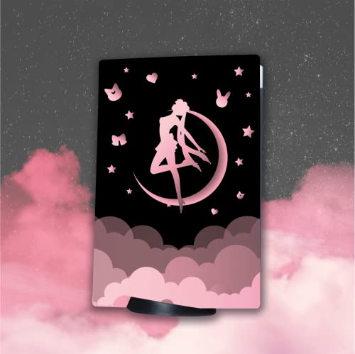 BelugaDesign Moon Skin PS5 | Anime Magical Girl Cloud Stars | Cute Kawaii Vinyl Cover Wrap Sticker F