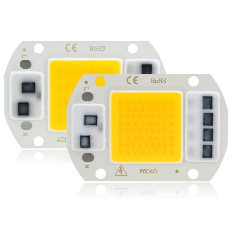 LIGHBIB 110V 220V LED Chip COB Chip No Need Driver LED Lamp Beads for Flood Light Spotlight DIY Lighting,Warm White 110V,50W 4pcs