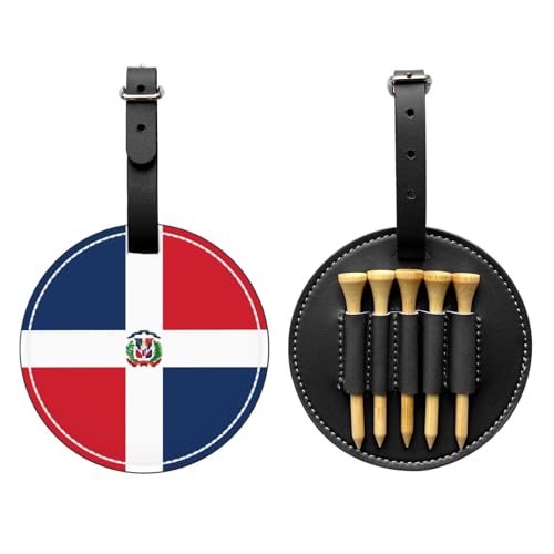 Dominican Republic Black Golf tee Storage Bag - Durable and wear-Resistant Golf Accessories